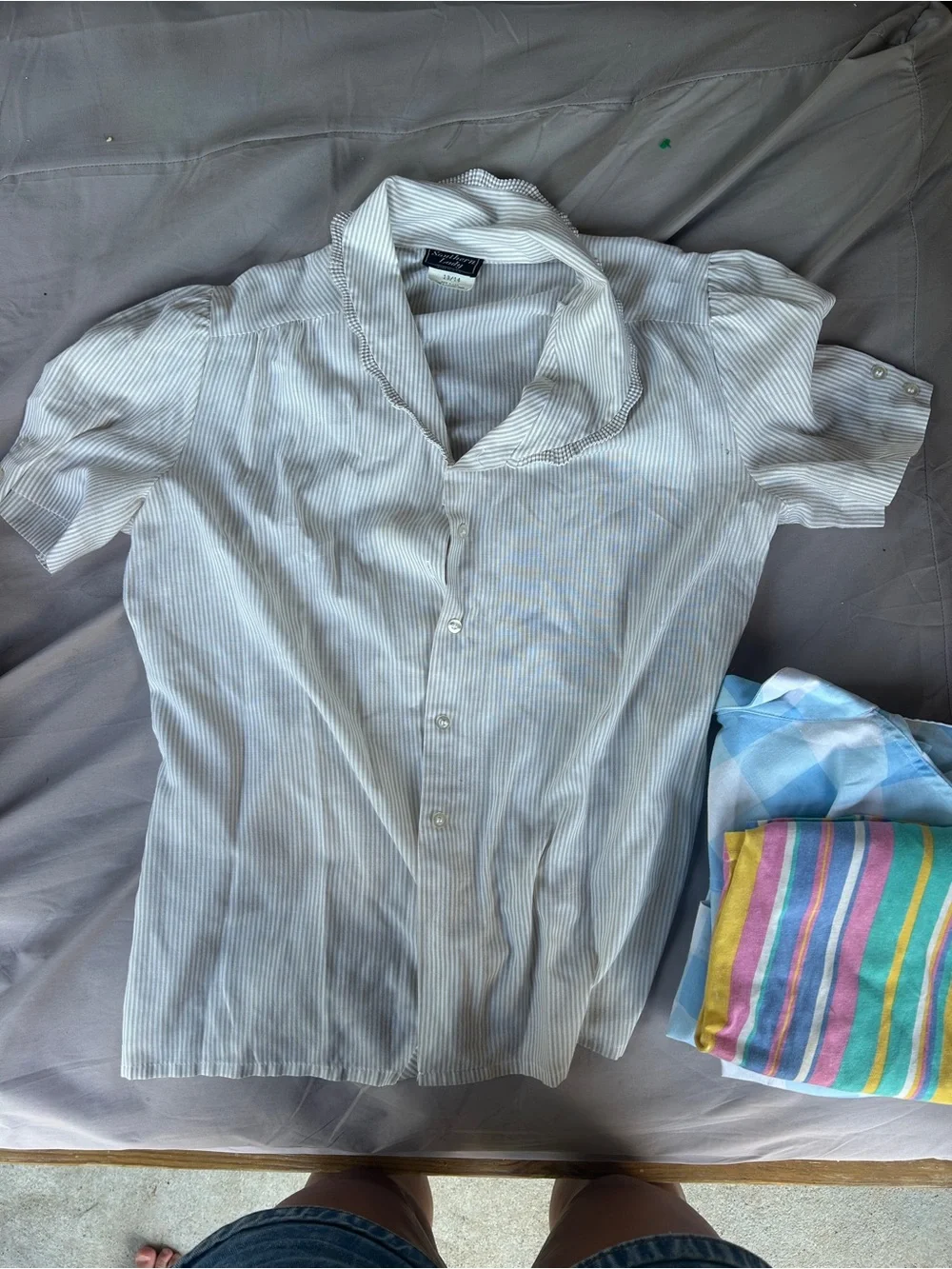 Vintage shirt romper bundle floral plaid stripes large medium